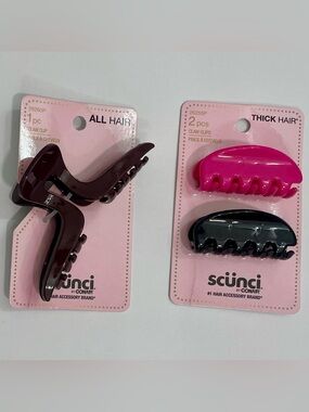 scünci Claw Clip Set of 3 - Hot Pink, Black, Brown